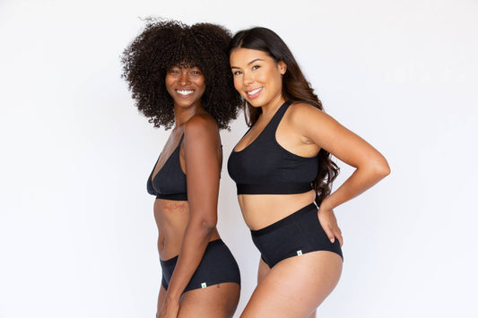 Two women wearing WAMA bralettes, perfect for creating cute bralette outfits.